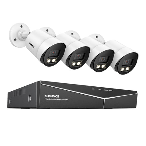 8 Channel 1080P Full-Color Security Camera System - Hybrid DVR, 4PCS Warm-Light Cameras, Outdoor & Indoor, Smart Motion Detection, Remote Access