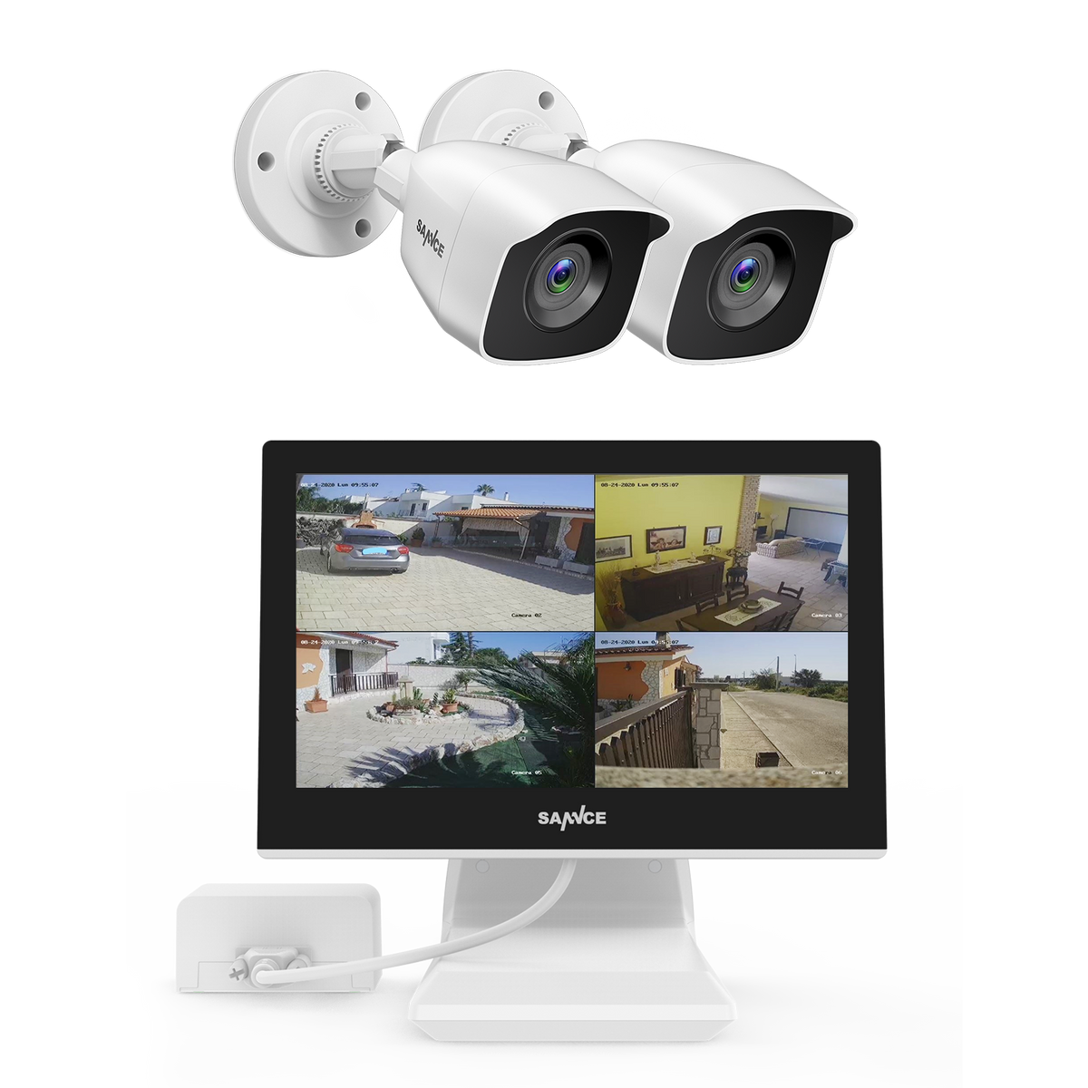 1080p 4 Channel CCTV DVR w/ 2 2MP Outdoor Bullet Security Camera System, 10.1'' LCD Colorful Monitor