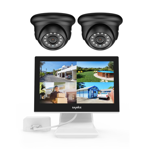 1080p 4 Channel DVR w/ 2 2MP Outdoor Dome Security Camera System, 10.1’’ LCD Colorful Monitor