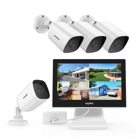 1080P 4 Channel DVR w/ 4pcs 2MP Outdoor Bullet Security Camera System, 10.1’’ LCD Colorful Monitor