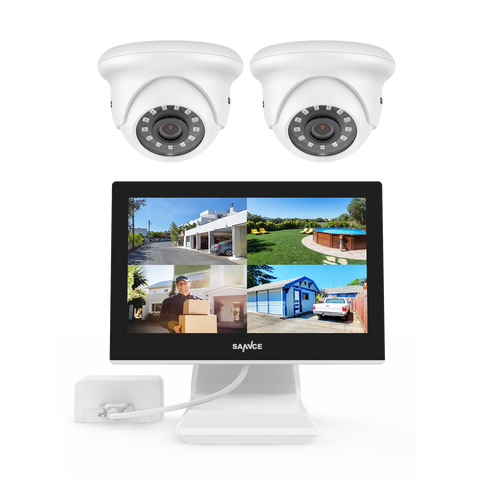 1080p 4 Channel DVR w/ 2 2MP Outdoor Dome Security Camera System, 10.1’’ LCD Colorful Monitor