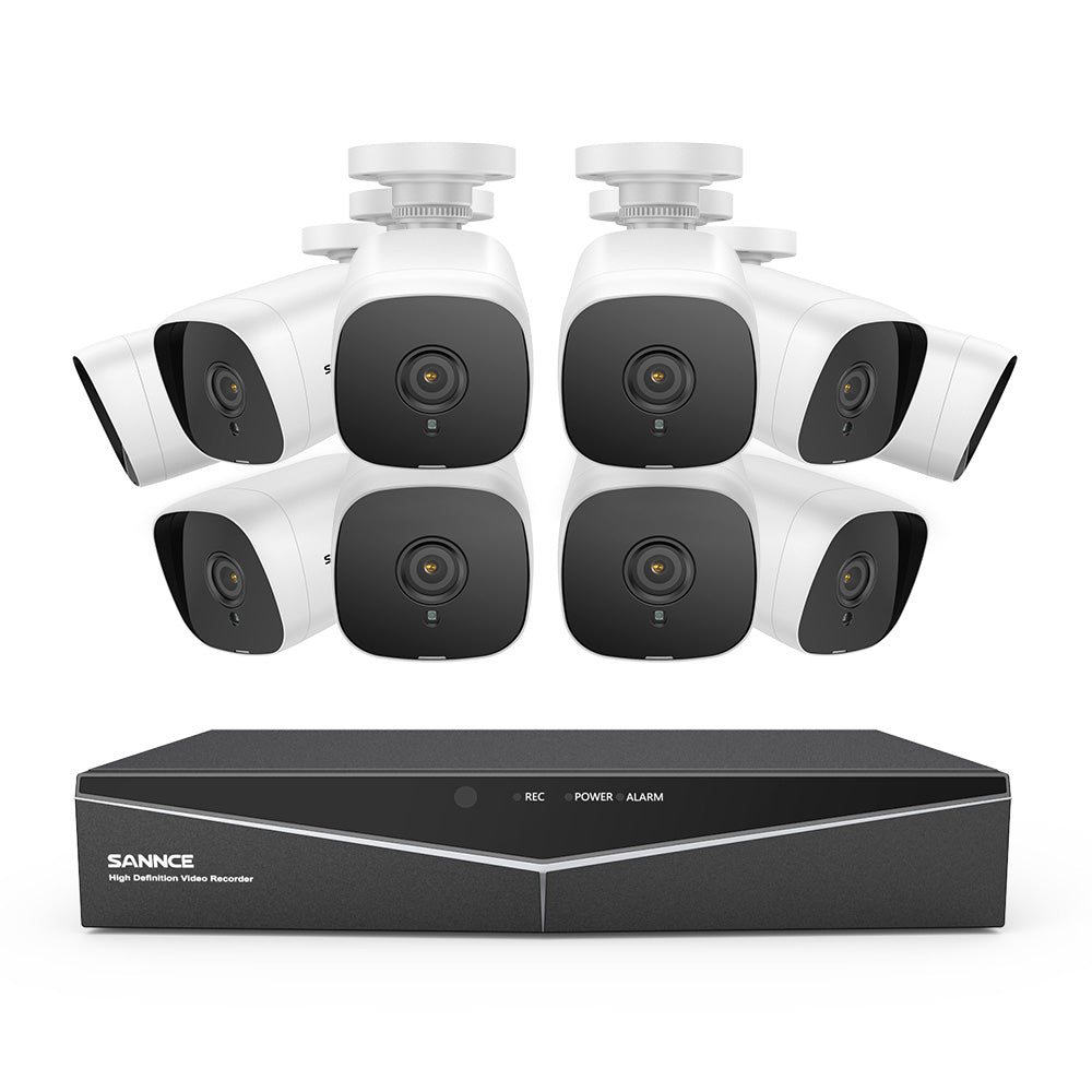 1080p 16 Channel 10 Camera Outdoor Wired Security System, Smart Motion Detection, 100 ft Infrared Night Vision, IP66 Weatherproof
