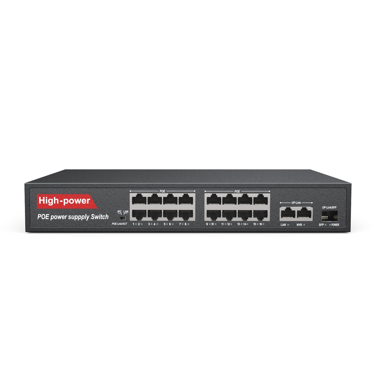 4K 32 Channel PoE NVR Recorder with 16 PoE Ports, Up to 12MP Video Resolution,  H.265+, 4 Hard Drive Bays, Smart Video Content Analysis Search, Temperature Detection
