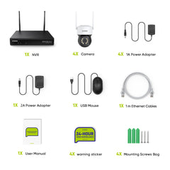 5MP 10-Channel Wireless PT Security Camera System, 8MP NVR, 5MP Pan & Tilt WiFi Camera, Two-Way Audio, IP66 Waterproof, Smart AI Human Detection, Work With Alexa