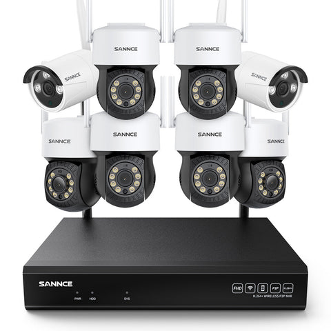 5MP 10-Channel Wireless PT & Bullet Security Camera System, Pan & Tilt, Two-Way Audio, IP66 Waterproof, Smart AI Human Detection, Work With Alexa