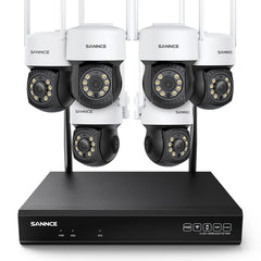 5MP 10-Channel Wireless PT Security Camera System, 8MP NVR, 5MP Pan & Tilt WiFi Camera, Two-Way Audio, IP66 Waterproof, Smart AI Human Detection, Work With Alexa
