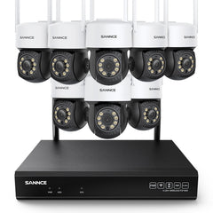 5MP 10-Channel Wireless PT Security Camera System, 8MP NVR, 5MP Pan & Tilt WiFi Camera, Two-Way Audio, IP66 Waterproof, Smart AI Human Detection, Work With Alexa