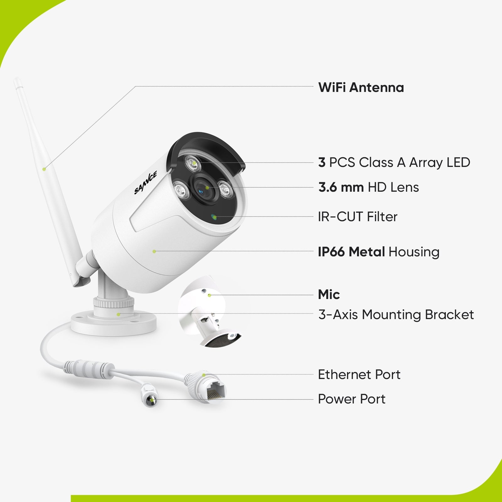 SANNCE Wireless Security Camera System Outdoor – 8CH 5MP NVR With 3MP WiFi Cameras, 2-Way Audio, AI Human Detection, Night Vision, Easy Setup