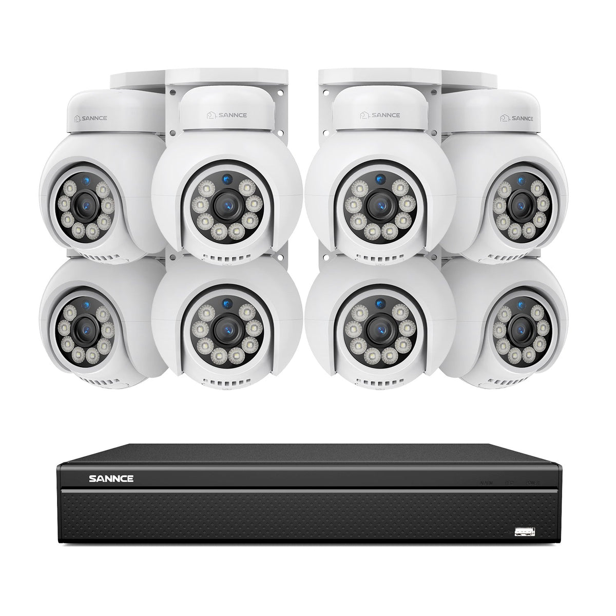 16 Channel 4K PoE PTZ Security Camera System, 8MP Outdoor PoE IP Cameras, Pan & Tilt, ONVIF Supported NVR, Two-Way Audio, Smart Human/Vehicle Detection