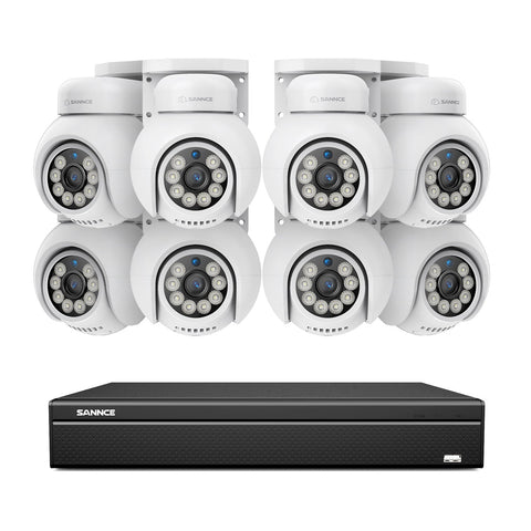 16 Channel 4K PoE PTZ Security Camera System, 8MP Outdoor PoE IP Cameras, Pan & Tilt, ONVIF Supported NVR, Two-Way Audio, Smart Human/Vehicle Detection