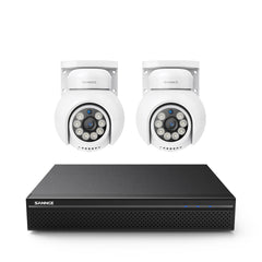 10 Channel 4K PoE CCTV System with 2 Cameras, 8MP Outdoor Pan-Tilt IP Cameras, AI Detection, Smart Tracking, Color Night Vision, H.265+, Two-Way Audio
