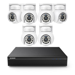 10 Channel 4K PoE CCTV System with 6 Cameras, 8MP Outdoor Pan-Tilt IP Cameras, AI Detection, Smart Tracking, Color Night Vision, H.265+, Two-Way Audio