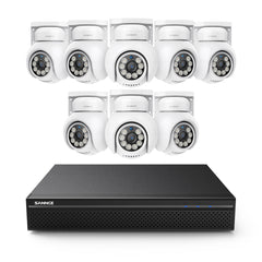10 Channel 4K PoE CCTV System with 8 Cameras, 8MP Outdoor Pan-Tilt IP Cameras, AI Detection, Smart Tracking, Color Night Vision, H.265+, Two-Way Audio