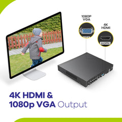 4K 8-Channel Wired PoE Security NVR System with 8 5MP Bullet CCTV IP Cameras, Audio Recording