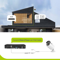 4K 8-Channel Wired PoE Security NVR System with 6 5MP Bullet CCTV IP Cameras, Audio Recording