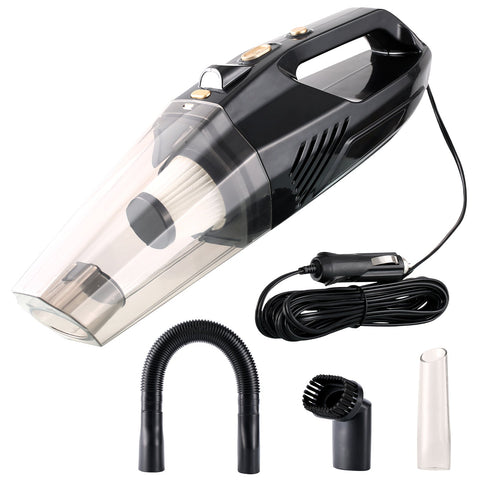 Portable Car Vacuum Cleaner,  High Suction Power 8000Pa/ 110W/ DC12V, Handheld Corded Vacuums w/ 3 Attachments of Brush, 14 Ft Cord & Bag, LED Light
